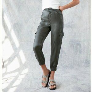 Anthropologie - Sanctuary Rylan Satin Shimmer Cargo Pants - Charcoal - XS